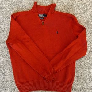 Men’s Polo burnt orange quarter zip sweater